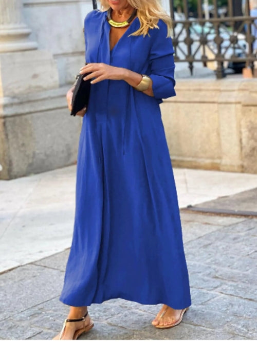 Full Size Solid Color Maxi Shirt Dress Plus Size