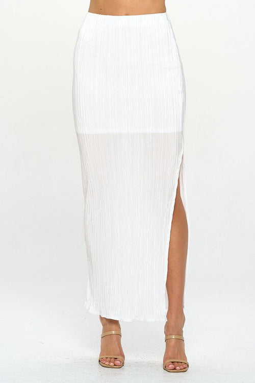 Made in USA Plisse Maxi Skirt with Slit