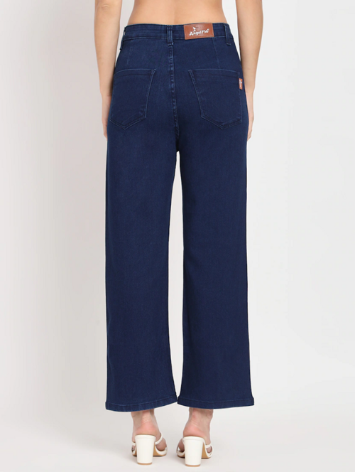 Women's Cotton  High Rise Denim Jeans(Size34)(Colornavy blue)